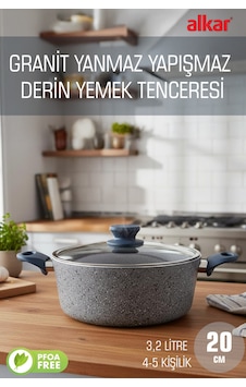 20 Cm Küçük Boy Granit Derin Yemek Tenceresi Yanmaz Yapışmaz Mavi 20 Cm Küçük Boy Granit Derin Yemek Tenceresi Yanmaz Yapışmaz Mavi