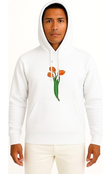 Bahriyeli Collection Kapüşonlu Hollanda Lale Göğüs Baskılı Unisex Sweatshirt Beyaz Bahriyeli Collection Kapüşonlu Hollanda Lale Göğüs Baskılı Unisex Sweatshirt Beyaz