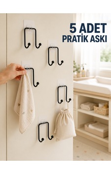 5'li Duvar Tipi Yapışkanlı Askı Pratik Ev Ve Yaşam Alanı Askılık Seti Diğer 5'li Duvar Tipi Yapışkanlı Askı Pratik Ev Ve Yaşam Alanı Askılık Seti Diğer