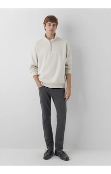 Mavi Yarı Fermuarlı Bej Erkek Sweatshirt M0s10278-70144 Mavi Yarı Fermuarlı Bej Erkek Sweatshirt M0s10278-70144