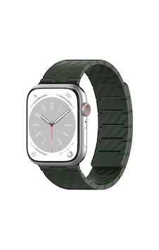 Apple Watch Uyumlu 45mm Carbon Steel Kordon - Koyu Yeşil Apple Watch Uyumlu 45mm Carbon Steel Kordon - Koyu Yeşil