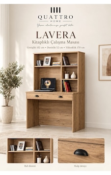 Lavera Kitaplıklı Çalışma Masası Ahşap Lavera Kitaplıklı Çalışma Masası Ahşap