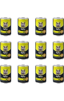 Reflex Plus Pate İçinde Et Parçacıklı Tavuklu Kısırlaştırılmış Kedi Konservesi 12 x 395 G