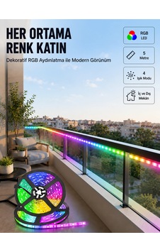 5 Metre Kumandalı Rgb Şerit Led Aydınlatma 96135078 5 Metre Kumandalı Rgb Şerit Led Aydınlatma 96135078