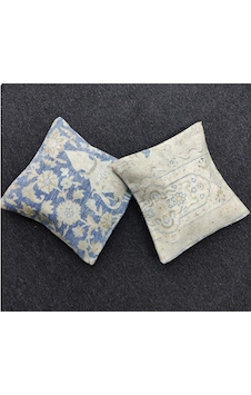 2 Li Set El Dokuması Halıdan Yapılmış İkili Dekoratif Yastık Seti İçi Dolgulu Vintage Etnik Salon Kırlenti Mavi Beyaz 2 Li Set El Dokuması Halıdan Yapılmış İkili Dekoratif Yastık Seti İçi Dolgulu Vintage Etnik Salon Kırlenti Mavi Beyaz