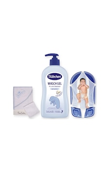 İlk Banyo Seti 3 Parça: Bübchen Şampuan + Sema Baby Küvet Filesi + Pierre Cardin Kundak Havlu - Mavi