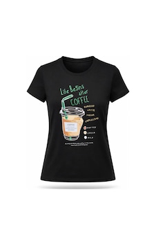 Kadın Siyah Coffee Baskılı %100 Pamuk Tişört Siyah Kadın Siyah Coffee Baskılı %100 Pamuk Tişört Siyah