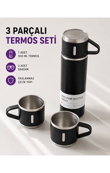Çelik Termos Bardak Seti 500 Ml Kapasite, Kaymaz Taban, Hediye Kutulu Çokrenkli Çelik Termos Bardak Seti 500 Ml Kapasite, Kaymaz Taban, Hediye Kutulu Çokrenkli