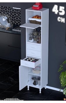 Vario 45 Cm Çok Amaçlı Mutfak, Bakliyat Ve Kahve Köşesi Organizer Modülü Banyo Dolabı- 45x194x32 Cm Beyaz Vario 45 Cm Çok Amaçlı Mutfak, Bakliyat Ve Kahve Köşesi Organizer Modülü Banyo Dolabı- 45x194x32 Cm Beyaz