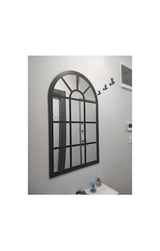 Pencere Ayna Dekoratif Pleksi Aynalı Kullanıma Hazır 60x40 Cm Ve 5 Adet Kuş Hediyeli Siyah