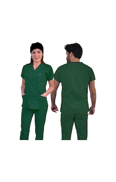 İba Medikal Avcı Yeşili Flexcool Likralı Doktor Hemşire Scrubs Unisex