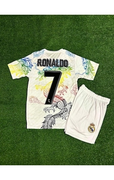 Real Madrid Ronaldo 7 Dragon Çocuk Futbol Forması Beyaz Çok Renkli Real Madrid Ronaldo 7 Dragon Çocuk Futbol Forması Beyaz Çok Renkli