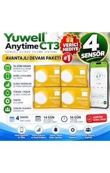 Yuwell Şeker Ölçüm Sensörü Sürekli Glikoz İzleme Sistemi Anytime 4 Sensör + 1 Verici Yuwell Şeker Ölçüm Sensörü Sürekli Glikoz İzleme Sistemi Anytime 4 Sensör + 1 Verici