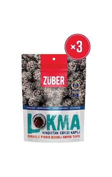 Züber Lokma Hindistan Cevizi Kapli Kakaolu Findik Ezmeli Meyve Topu 96g X3 Adet Züber Lokma Hindistan Cevizi Kapli Kakaolu Findik Ezmeli Meyve Topu 96g X3 Adet