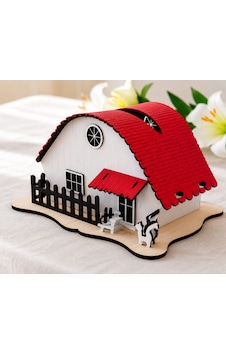 Dekoratif Ev Şeklinde Ahşap Peçetelik 31x15 Cm 3 Mm Mdf Lazer Kesim Beyaz Kırmızı Dekoratif Ev Şeklinde Ahşap Peçetelik 31x15 Cm 3 Mm Mdf Lazer Kesim Beyaz Kırmızı
