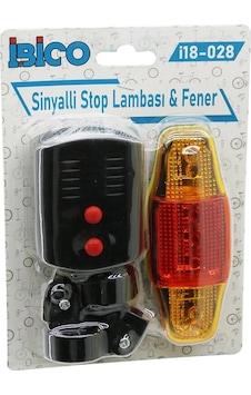 2in1 Bisiklet Cob Led Fener - Sinyalli Stop Lamba Pilli 5545 Kırmızı