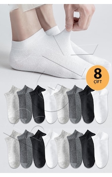 Bgk Unisex 8 Çift Pamuklu Pantalon Çorap Beyaz Beyaz