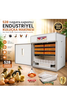 528 Yumurta Kapasiteli Endüstriyel Kuluçka Makinesi - 3 Çeşit Viyollu, Çıkım Sepetli + Isı Lambası Hediyeli Lisinya