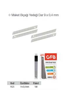 Gfb 4525 Plastik Maket Bıçağı Yedeği Dar 9 X 0,4 Mm - 100 Adet Gfb 4525 Plastik Maket Bıçağı Yedeği Dar 9 X 0,4 Mm - 100 Adet
