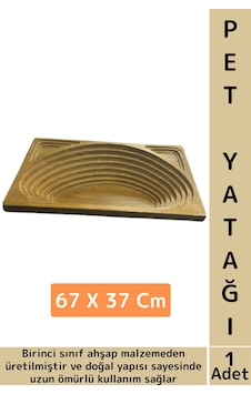 Evcil Hayvan Konforlu Kolay Temizlenir Çok Şık Dikdörtgen Doğal Ahşap Kedi Köpek Yatağı 67 X 37 Cm