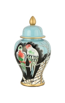 Crearthome İthal Mavi Papağan Desenli Küp Vazo 51 Cm Crearthome İthal Mavi Papağan Desenli Küp Vazo 51 Cm