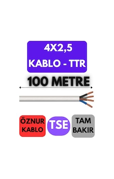 Öznur 4x2,5 Ttr Kablo Metre Seçenekli Beyaz - 100 Metre Öznur 4x2,5 Ttr Kablo Metre Seçenekli Beyaz - 100 Metre