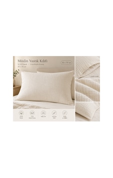 2 Kat Müslin Yastık Kılıfı 50x70 Cm Kapaklı Model %100 Pamuk Krem Krem 2 Kat Müslin Yastık Kılıfı 50x70 Cm Kapaklı Model %100 Pamuk Krem Krem