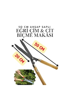 Eğri Çim Budama Makası 50 Cm Keskin Metal Bıçkılı Çalı Ve Çimen Kesme Makası Bahçe Tipi Metal Makas