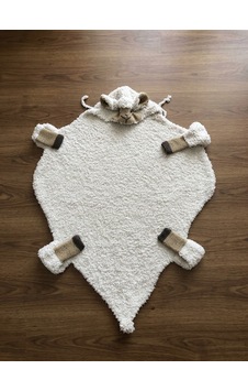 Kozababy Handmade Kuzulu Kapüşonlu Bebek Battaniyesi - El Örgüsü Peluş Bebek Uyku Tulumu Ve Kundak Krem / Unisex Krem - Gri