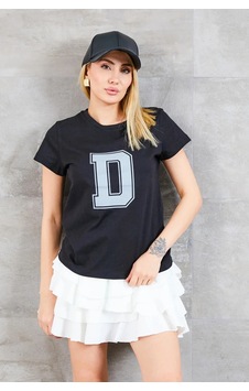 Bigümex D Baskılı T-shirt Siyah