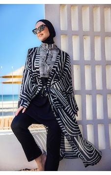 Remsa Labire Desenli Şifon Kimono Pareo Rms-rp032-26 Siyah Remsa Labire Desenli Şifon Kimono Pareo Rms-rp032-26 Siyah