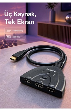 3 Giriş 1 Çıkış Hdmı Seçici 4k 60 Hz, Hdmı 2.0, Hdr Destekli 3 Giriş 1 Çıkış Hdmı Seçici 4k 60 Hz, Hdmı 2.0, Hdr Destekli