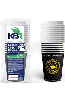 5 Adet Kbr 8 Oz Kağıt Bardak 6'lı + Kapak 1 5 Adet Kbr 8 Oz Kağıt Bardak 6'lı + Kapak 1