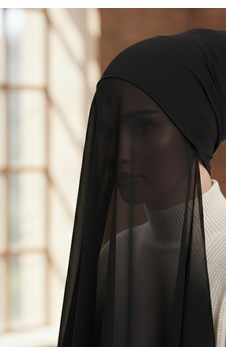 Sonbaharmoda Hazır Pratik Boru Boneli Şifon Şal Siyah Şık, Rahat Ve Kullanışlı Tek Parça Tasarım Sonbaharmoda Hazır Pratik Boru Boneli Şifon Şal Siyah Şık, Rahat Ve Kullanışlı Tek Parça Tasarım