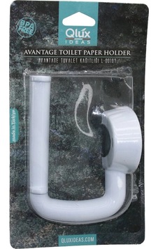 Qlux L-00107 Avantage Tuvalet Kağıtlık Beyaz Plastik Yapışkanlı - Vidalı Montaj Çok Renkli