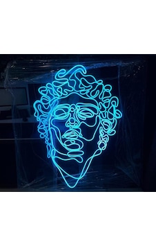 Michelangelo Davut Heykeli Porstresi Neon Led 100x100cm