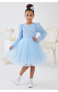Mnk Baby & Kids Luvia Uzun Kol Kız Tütü Abiye Elbise M00810 Mavi Mnk Baby & Kids Luvia Uzun Kol Kız Tütü Abiye Elbise M00810 Mavi
