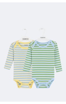 Toontoy Kids Toontoy Unisex Çizgili 2 Li Zıbın Ekru