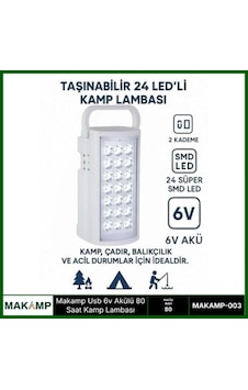 Usv 6v Akülü 80 Saat Kamp Lambası Işıldak