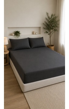 Çift Kişilik Lastikli Çarşaf Takımı 2 Adet Yastık Kılıflı 50x70 160x200+30 %100 Pamuk Siyah Çift Kişilik Lastikli Çarşaf Takımı 2 Adet Yastık Kılıflı 50x70 160x200+30 %100 Pamuk Siyah
