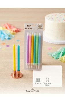 Top Candle Pasta Mumu 6 Adet Doğum Günü Ve Parti Kutlama Seti No:3