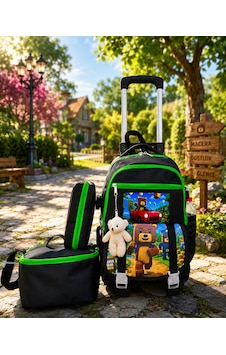 Super Bear Ayıcık Aksesuarlı Beslenme Ve Kalemlikli İlkokul Çekçekli Sırt Çantası Siyah Super Bear Ayıcık Aksesuarlı Beslenme Ve Kalemlikli İlkokul Çekçekli Sırt Çantası Siyah