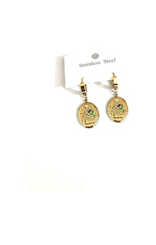 Kadın Mineli Çelik Kova Burç Küpe 8325