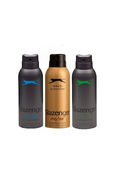 Slazenger Active Sport Gold + Mavi + Yeşil Erkek Sprey Deodorant 3 x 150 ML Slazenger Active Sport Gold + Mavi + Yeşil Erkek Sprey Deodorant 3 x 150 ML
