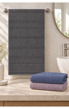 Çizgi Dokulu El Yüz Havlusu 50x90 Cm 3 Lü Set - Deep Lavender Çok Renkli Çizgi Dokulu El Yüz Havlusu 50x90 Cm 3 Lü Set - Deep Lavender Çok Renkli