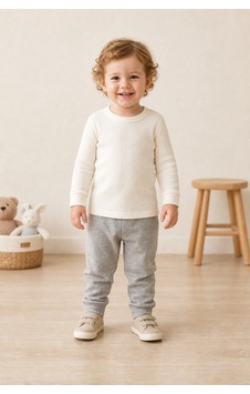 Almira Bebek Unisex Fitilli Uzun Kollu Bisiklet Yaka Bady 1-3 Yaş Krem 3 Yaş