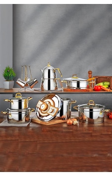 Polochef Ambiance 18 Parça Düdüklü,derin,pilav,çaydanlık Tencere Ve Çeyiz Seti 18/10 Paslanmaz Çelik Gold Gümüş Polochef Ambiance 18 Parça Düdüklü,derin,pilav,çaydanlık Tencere Ve Çeyiz Seti 18/10 Paslanmaz Çelik Gold Gümüş