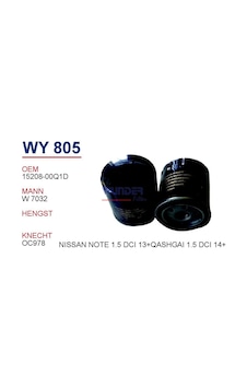 WUNDER WY805 YAĞ FİLTRESİ - REN. CLIO IV 1.5 DCI,LOGAN II 1.5 DCI WUNDER WY805 YAĞ FİLTRESİ - REN. CLIO IV 1.5 DCI,LOGAN II 1.5 DCI