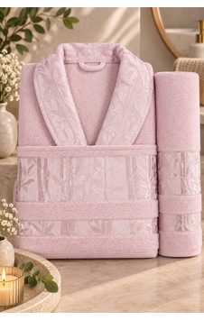 Tek Kişilik Bornoz Seti Unisex %100 Pamuk 3 Parça Açık Pembe Tek Kişilik Bornoz Seti Unisex %100 Pamuk 3 Parça Açık Pembe
