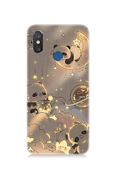 Xiaomi Mi 8 Uyumlu Panda Ve Gezegenler Desenli Silikon Kılıf Xiaomi Mi 8 Uyumlu Panda Ve Gezegenler Desenli Silikon Kılıf
